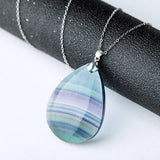 Natural Fluorite Water Drop Pendant Reiki Healing Crystal Pendulum