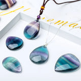 Natural Fluorite Water Drop Pendant Reiki Healing Crystal Pendulum