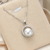 Natural Freshwater High Pendant 925Silver Zircon Necklace Fine Jewelry