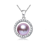 Natural Freshwater High Pendant 925Silver Zircon Necklace Fine Jewelry