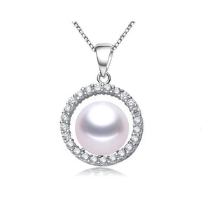 Natural Freshwater High Pendant 925Silver Zircon Necklace Fine Jewelry