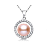 Natural Freshwater High Pendant 925Silver Zircon Necklace Fine Jewelry