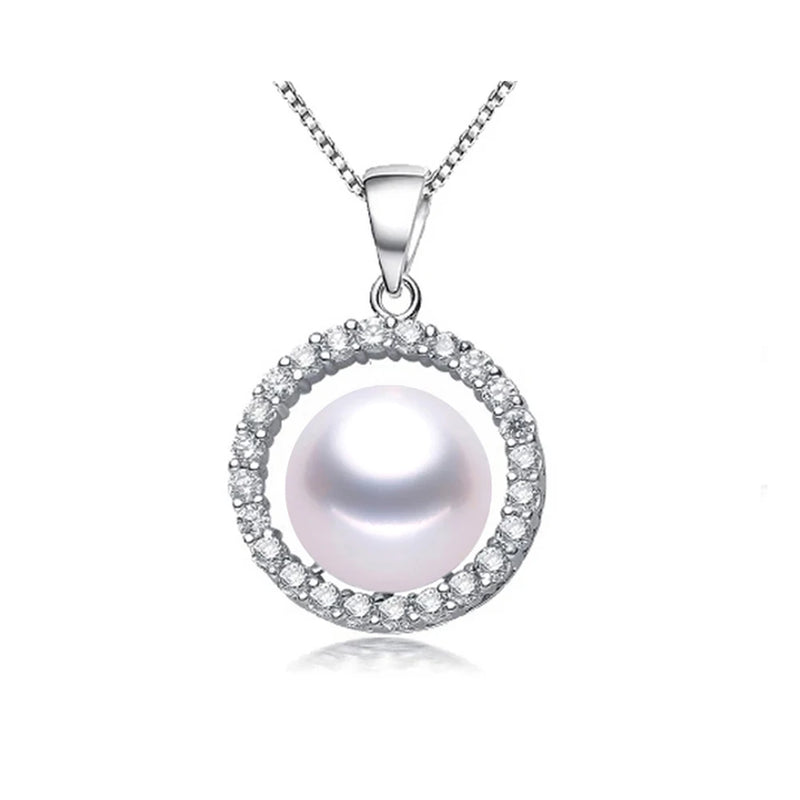 Natural Freshwater High Pendant 925Silver Zircon Necklace Fine Jewelry
