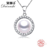 Natural Freshwater High Pendant 925Silver Zircon Necklace Fine Jewelry