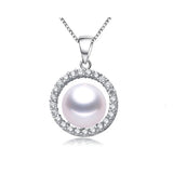 Natural Freshwater High Pendant 925Silver Zircon Necklace Fine Jewelry