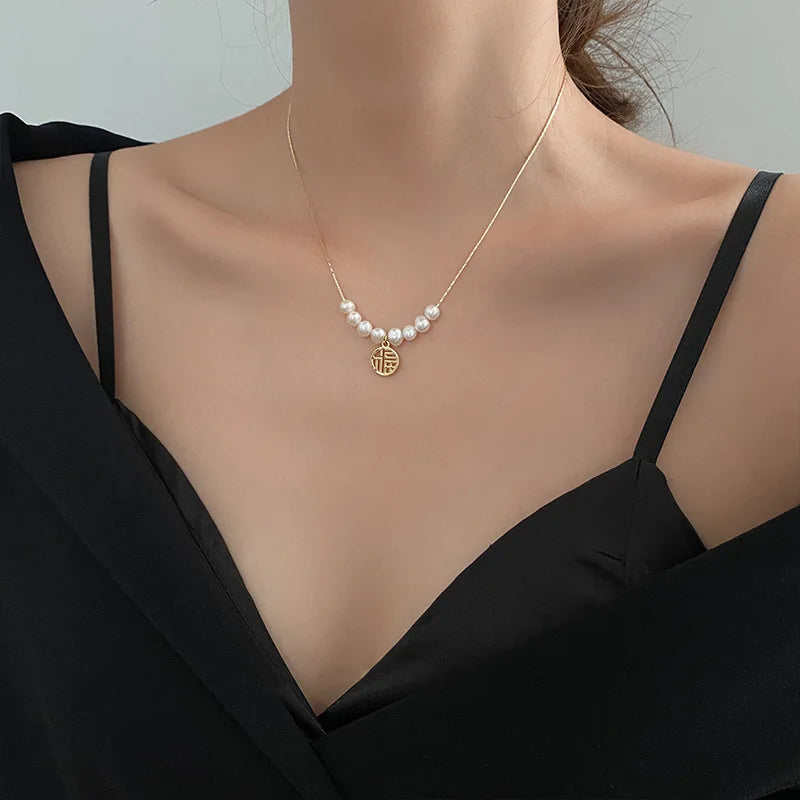 Natural Freshwater Pearl 14K Filled Pendant Necklace Jewelry