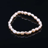 Natural Freshwater Pearl Bracelet Charms Elastic Rope 6-7mm Real Pearl Bracelets