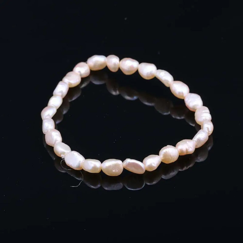 Natural Freshwater Pearl Bracelet Charms Elastic Rope 6-7mm Real Pearl Bracelets