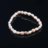 Natural Freshwater Pearl Bracelet Charms Elastic Rope 6-7mm Real Pearl Bracelets