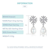Freshwater Pearl Drop Earrings 6MM Snowflake Earring 925 Sterling Silver