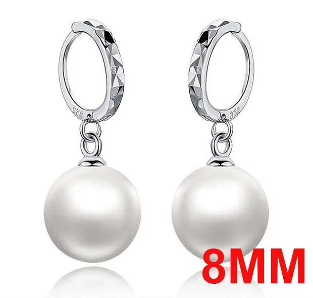 Natural Freshwater Pearl Drop Earrings 8-12mm 925 Sterling Silver Jewelry