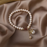 Freshwater Pearl Fritillaria Red Agate Love Pendant Bracelet