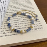 Natural Freshwater Pearl & Jade Stone 14K Filled Ladies Charm Bracelet