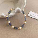 Natural Freshwater Pearl & Jade Stone 14K Filled Ladies Charm Bracelet