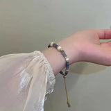 Natural Freshwater Pearl & Jade Stone 14K Filled Ladies Charm Bracelet