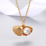 Natural Freshwater Pearl Shell Pendant Necklace, Retro Women's Gift