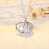 Natural Freshwater Pearl Shell Pendant Necklace, Retro Women's Gift