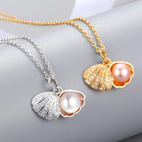 Natural Freshwater Pearl Shell Pendant Necklace, Retro Women's Gift