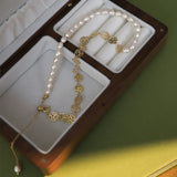 Natural Freshwater Pearl Camellia Flower 14K Filled Necklace