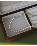 Natural Freshwater Pearl Camellia Flower 14K Filled Necklace