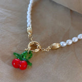 Natural Freshwater Pearl Cherry Fruit Pendant Necklace
