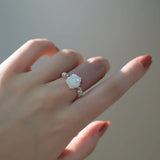 Natural Freshwater Pearl Rose Flower 14K Filled Ladies Ring Jewelry
