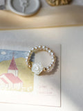 Natural Freshwater Pearl Rose Flower 14K Filled Ladies Ring Jewelry