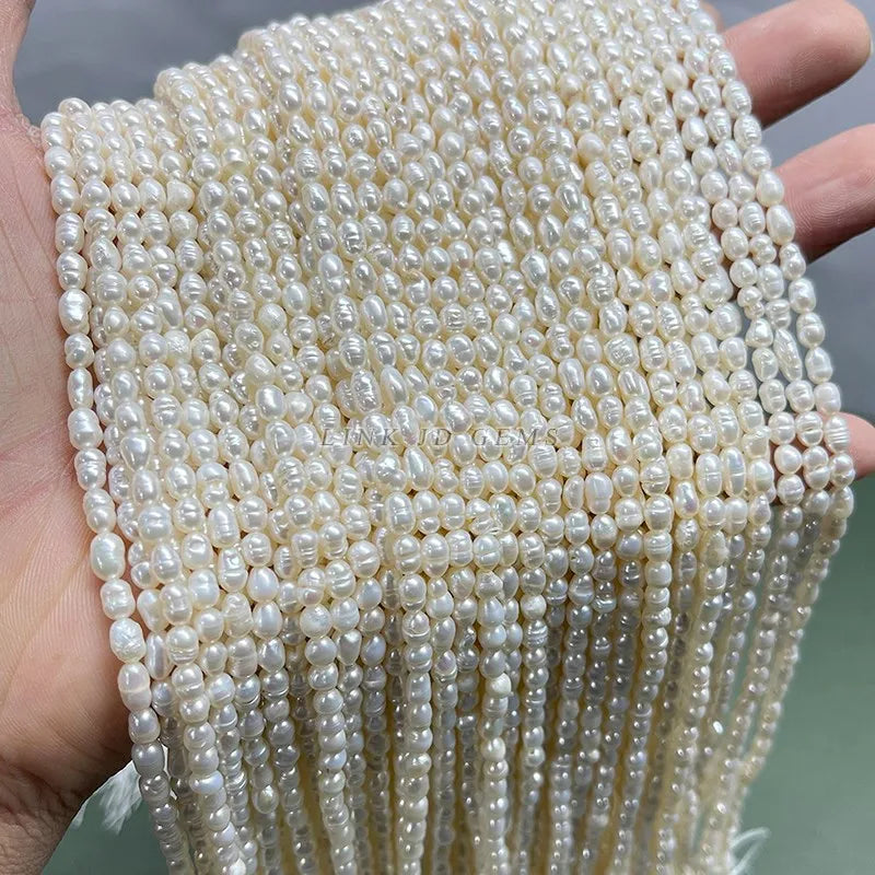 Natural Freshwater Pearls Beads Rice-shaped for DIY Jewelry Making