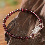 Natural Garnet Beads Bracelet 5mm Elastic Line