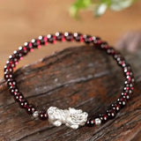 Natural Garnet Beads Bracelet 5mm Elastic Line