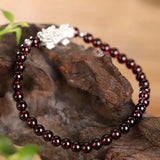 Natural Garnet Beads Bracelet 5mm Elastic Line