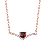 Natural Garnet Heart Red Necklace Pendant S925 Silver Fine Jewelry