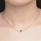 Natural Garnet Heart Red Necklace Pendant S925 Silver Fine Jewelry