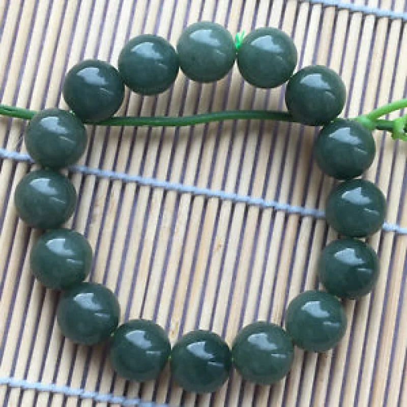 100% Natural A Jade 12mm Oil Jadeite Beads Bracelets A++