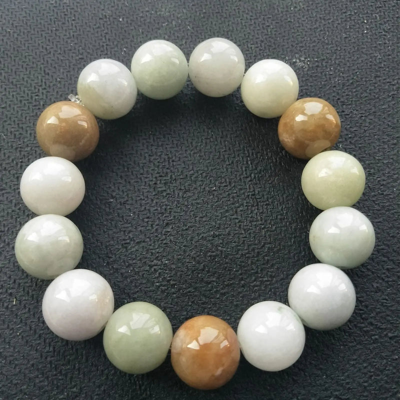 Natural A Jade Jadeite 12mm Beads Bangle Bracelet