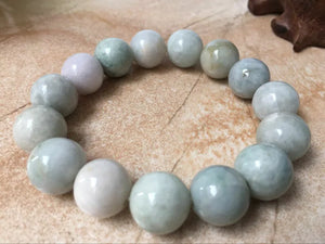 100% Natural A Jade Jadeite 12mm Beads Bangle Bracelet