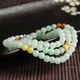 Natural Green Jadeite 6mm Round Beads Necklace
