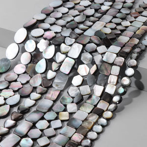Grey Shell Bead Oval Round Square Mother of Pearl Loose Shells Beads