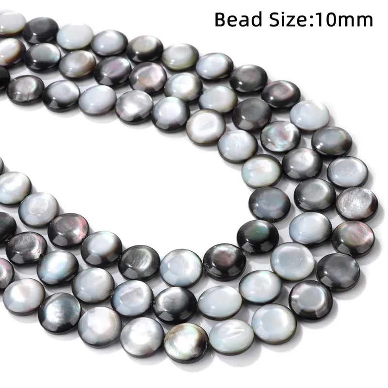Grey Shell Bead Oval Round Square Mother of Pearl Loose Shells Beads
