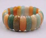 Handmade Natural Jade Beaded Bracelet 24mm Width Colorful Long Beads Bangle