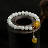 Natural Jade Beads Bracelet Bangle Gemstone Agate Pearl 14k Tassel Pendant