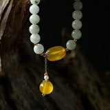 Natural Jade Beads Bracelet Bangle Gemstone Agate Pearl 14k Tassel Pendant