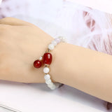 Natural Jade Beads Bracelet Bangle with Tassel Pendant