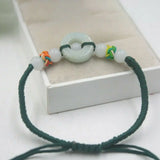 Natural Jade Lucky Green Circle Beads Bracelet
