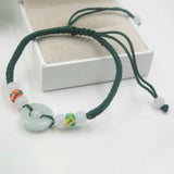 Natural Jade Lucky Green Circle Beads Bracelet