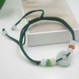 Natural Jade Lucky Green Circle Beads Bracelet