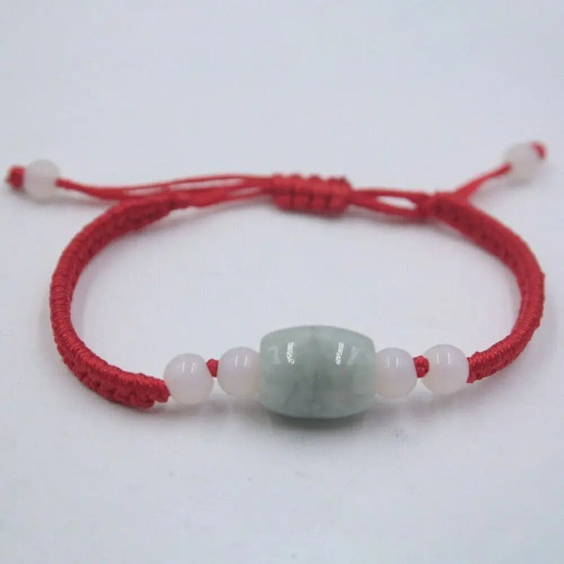 Natural Jadeite Lucky Knitted Glossy Beads Bracelet Gift