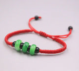 Natural Jade Red Rope Green Bead Bracelet Gift