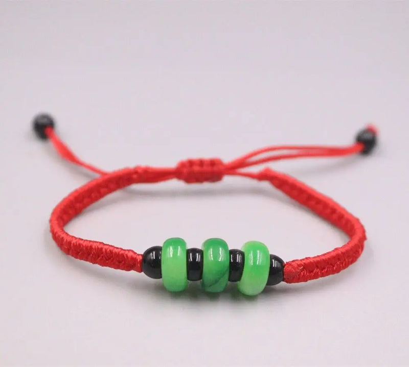 Natural Jade Red Rope Green Bead Bracelet Gift