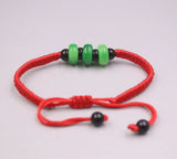 Natural Jade Red Rope Green Bead Bracelet Gift